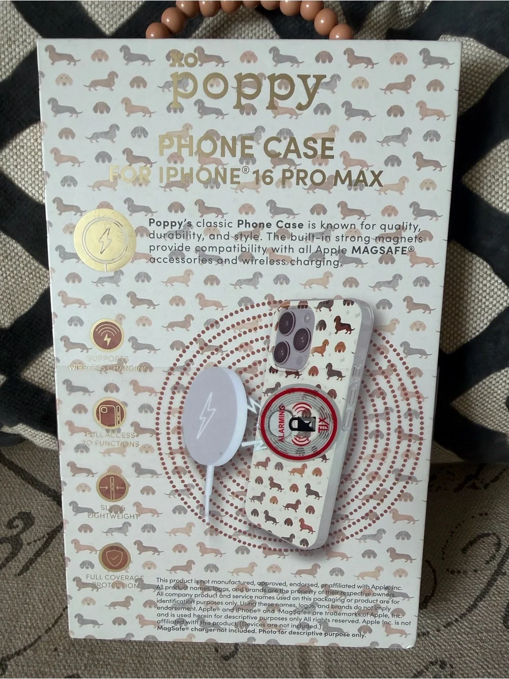 Poppy Dog Print MagSafe-Compatible Case for iPhone 16 Pro Max - White/Multi